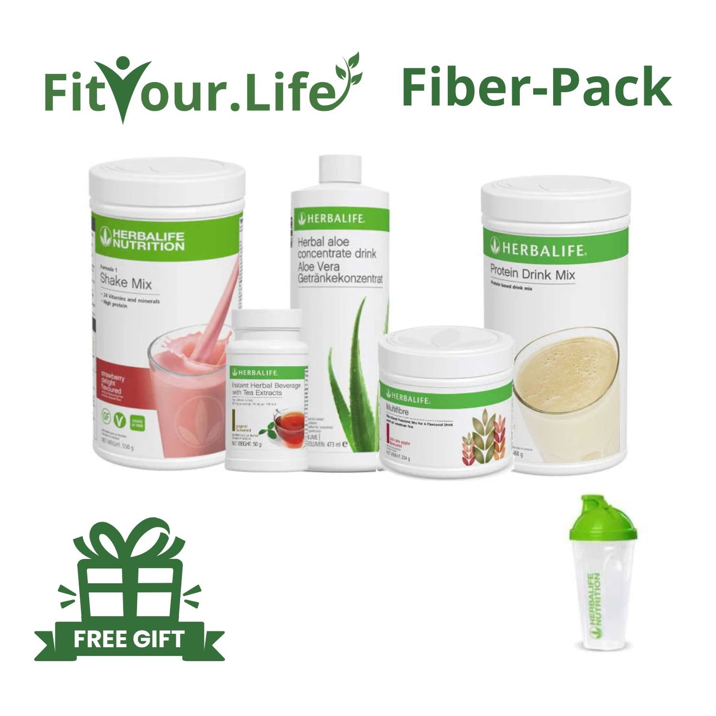 Herbalife Fiber and Full Breakfast – Formula 1 Shake, Herbal Tea, Aloe, Multifibre, Protein Drink Mix - Special Pack