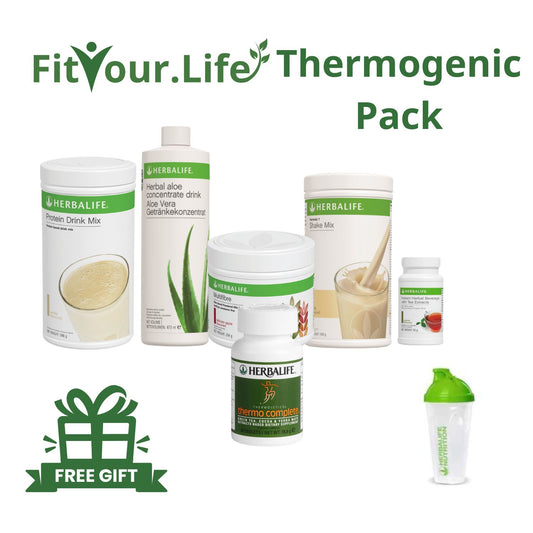 Herbalife Thermogenic Pack With Full Breakfast – Formula 1 Shake, Herbal Tea, Aloe, Multifibre, Protein Drink Mix - Thermo Complete - Special Pack